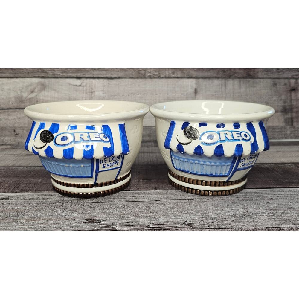 Set of 2 OREO Cookie Ice Cream Shop Bowl VINTAGE